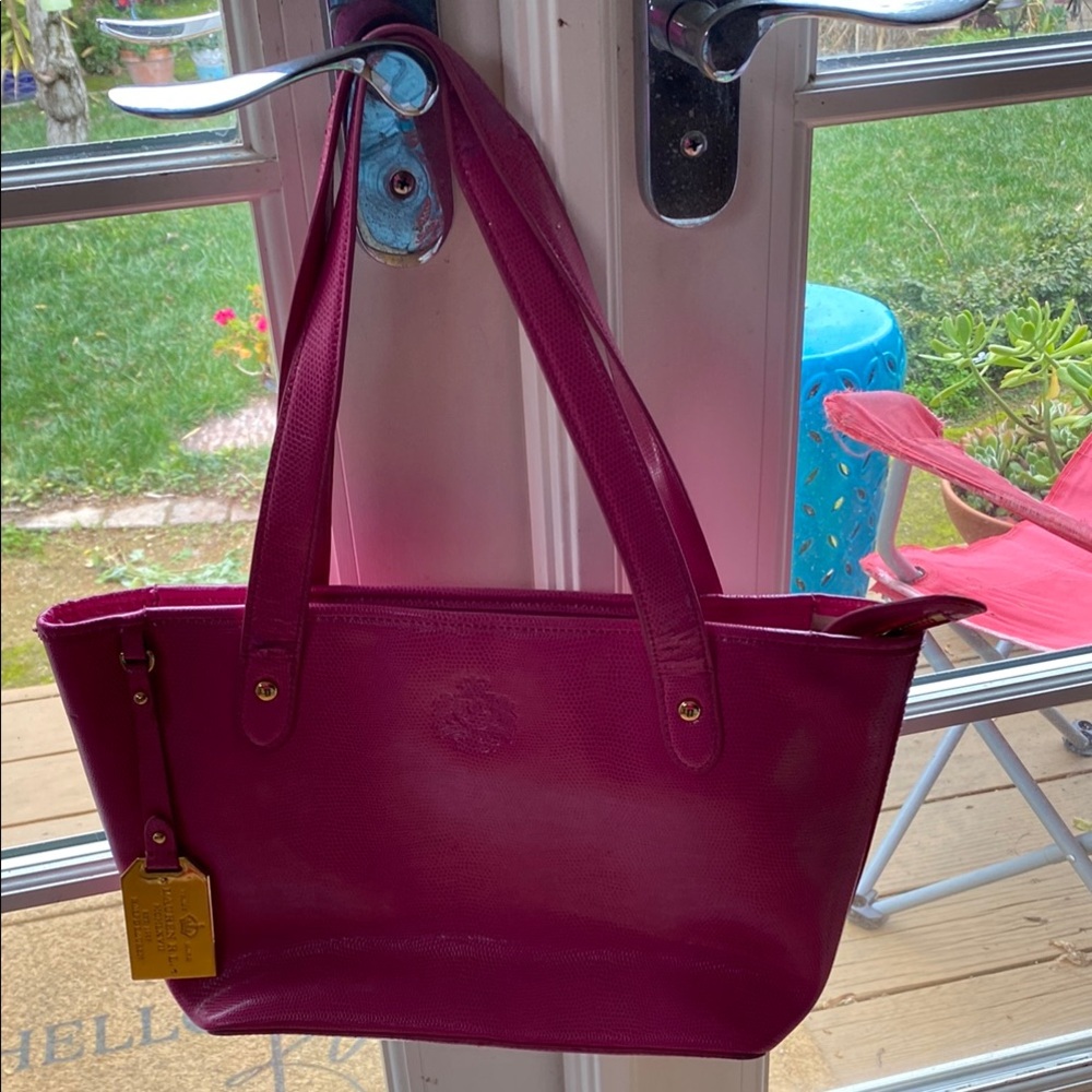 Pink Leather Tote Bag